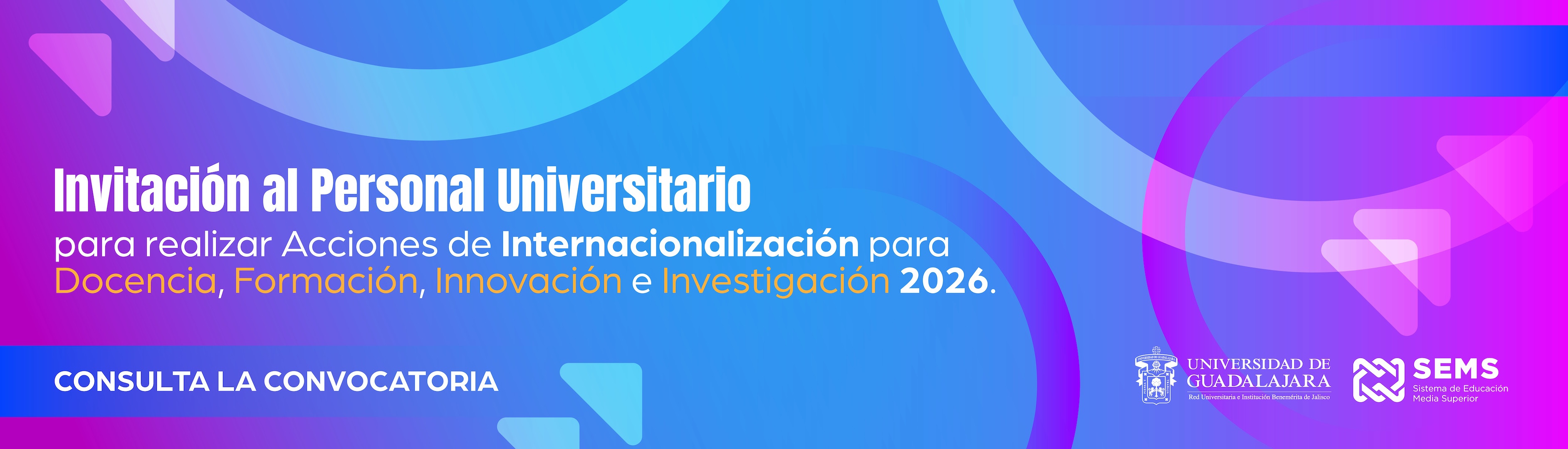 Invitación al Personal Universitario para realizar Acciones de Internacionalización para Docencia, Formación, Innovación e Investigación 2026